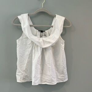 J crew , size xxs, white , 100% cotton, sleeveless blouse.